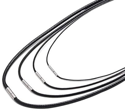 Ticome Pack of 4 Faux Leather Necklaces, Braided Rope Chain With Stainless Steel Clasp, Leather Cord, Collar for Men, Waterproof Black Cord for Men Women