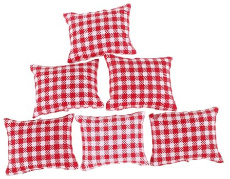 6 Stücke Puppenhaus Miniatur Kissen Möbel Zubehör Dekorative Kissen Modelle Spielzeug Mini Puppenhaus Dekore für 1/12 Puppenhaus Sofa Bett Zubehör