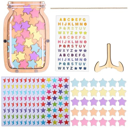 DKDDSSS Bocal De Récompense Étoile pour Enfant, Récompense Comportement Enfants, Tableau de Récompenses pour Enfant, Tableau de Comportement pour Apprentissage de la Propreté pour Tâches
