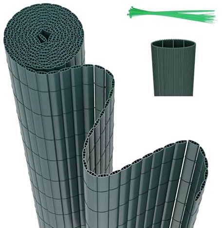 Hebitod PVC Sichtschutzmatte, Sichtschutzzaun 120x400cm Verdreifachen Verstärkung Innen, Balkon Sichtschutz mit Kabelbindern, Balkonverkleidung Windschutz für Balkon, Garten, (Grün)
