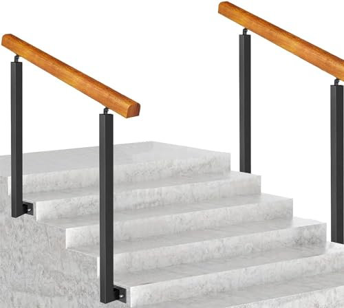 Supporto per ringhiera per scale in legno massello, antiscivolo, con pali in ferro battuto, per interni ed esterni, sicurezza