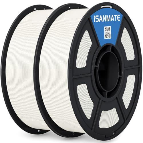 iSANMATE 2KG ASA Filament 1.75mm, Premium Anti-UV Wetterbeständiges 3D Drucker Filament, Maßgenauigkeit +/- 0.02mm, 1KG/Spule, ASA Filament für 3D Drucker, Weiß