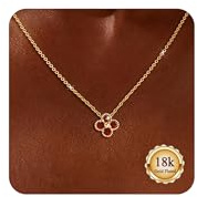 Astravia Birthstone Gold Necklace for Women Girls 18K Gold Plated Four Leaf Clover Pendant Necklace with Zircon, Non-Tarnish Dainty Gold Choker Jewellery Birthday Gift for Women