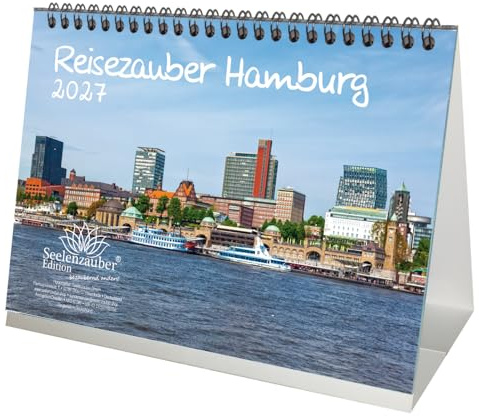 Reisezauber Hamburg DIN A5 Tischkalender für 2027 Hafen Reeperbahn Deutschland - Seelenzauber