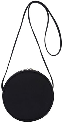 YONBEN Damen Rund Umhängetasche Mappe, Mode Kreis Crossbody Geldbeutel-Kupplungs-Handtasche (Schwarz/Canvas)