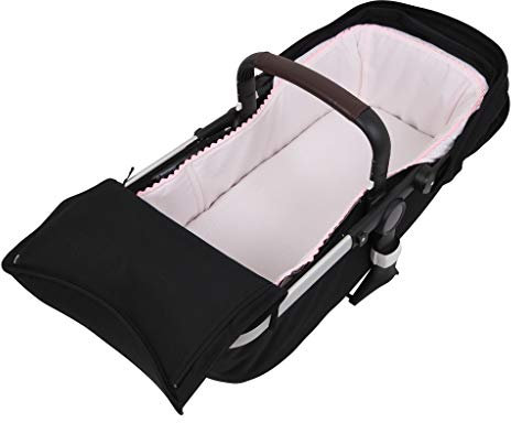 Tititnins® - Funda Capazo Velcro para Bugaboo Fox 5 | Vestidura Cubre Cuco Bebé | Te Permite Llevar el Cubre pies Original | Paredes Suelo Acolchado Transpirable 3D | 100% Algodón | PIQUÉ Rosa