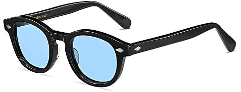 SHEEN KELLY Gafas de sol ovaladas retro para hombres, mujeres, capitán pirata, estilo Johnny Depp, lente polarizada, material de acetato