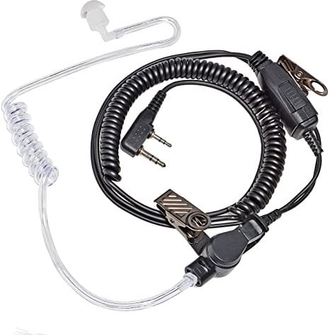 HYS Acoustic Tube Radio Headset Inline PTT Mic Microphone Two Way Radio Earpiece Compatible With Kenwood 2 Pin Baofeng UV-5R UV-82 BF-F8HP BF-888S Kenwood Walkie Talkie