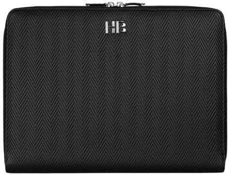 Hugo Boss Konferenzmappe Herringbon A4 aus Kunstleder in der Farbe Schwarz, 31,5x 24x 2cm, HTA106A