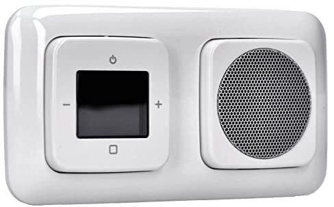 Busch-Jaeger UP-Radio-Set: 8215 U-101 Busch-Radio DAB+ + 8252-214-101 Zentralscheibe für Busch-Radio DAB+ + 8223 U Lautsprecher-Einsatz + 8253-214 Zentralscheibe Lautsprecher, Alpinweiß Reflex SI