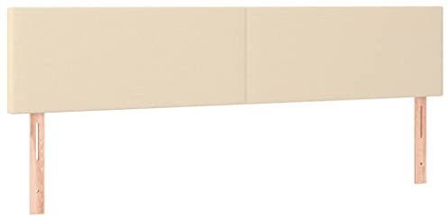 vidaXL Kopfteil 2 STK., Bettkopfteil mit Holzbeinen, Höhenverstellbar Polsterkopfteil für Bett, Betthaupt Bettzubehör Schlafzimmer, Creme 80x5x78/88 cm Stoff
