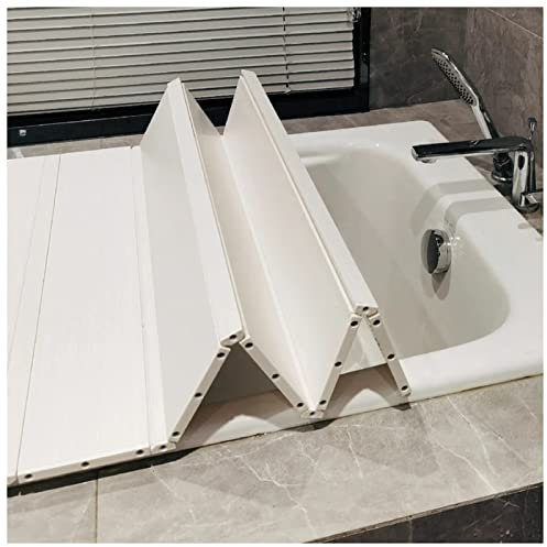 PFCDZDU Faltbare Badewannenabdeckung, 0,65cm Dickes PVC-Badewannen-Tablett, Isolierung Shutter Badewannendeckel Zum Baden Lesen Entspannende Badebretter (Farbe : Weiß, Größe : 128X80X0.65cm)