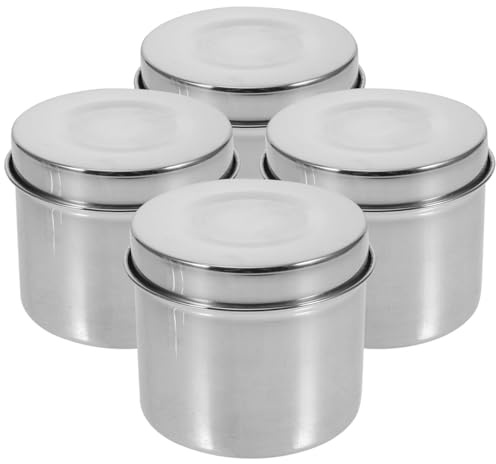 SHERCHPRY Boîte INOX Alimentaire avec Couvercle Lot De 4 Conteneurs De Stockage De Nourriture Boîtes D'Échantillons pour Cantine Scolaire Laboratoire Université Cuisine 3.15 in