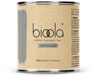 BIOOLA® colour - 100% natürlich-biologische Lasur für Kinderspielzeug sowie Holz und Möbel im Wohn- & Schlafbereich - vegan & plastikfrei - Elefantengrau, 100 ml