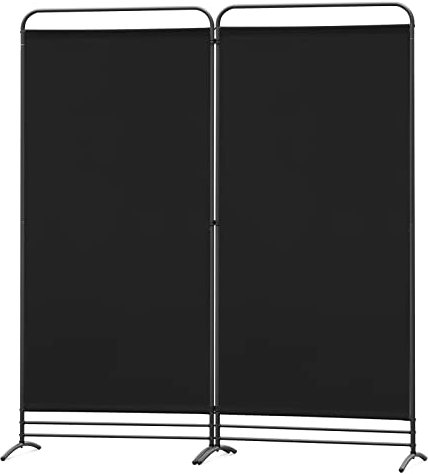 Angel Living Paravent 2 Teilig Klappbar Raumteiler Freistehend Sichtschutzwand Raumteiler Stellwand Trennwand Sichtschutz für Büros, Balkon,Schlafzimmer,Außengarten, 162 x 180cm Schwarz