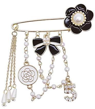 Mode Perle Brosche Nummer 5 Vintage Kamelie Broschen Pins für Frauen Vintage-Schmuck Geschenk für Frauen Mädchen