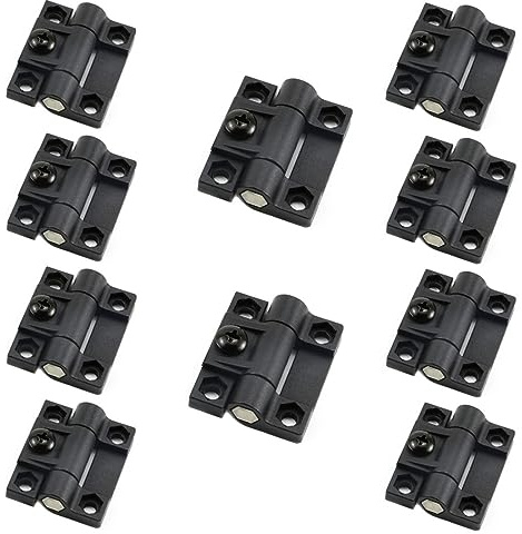 Drehmomentscharniere, verstellbar, 43 mm x 36 mm, schwarz, Kunststoff, 4 Senklöcher, verstellbare Positionskontrolle, Türscharniere, 10 Stück