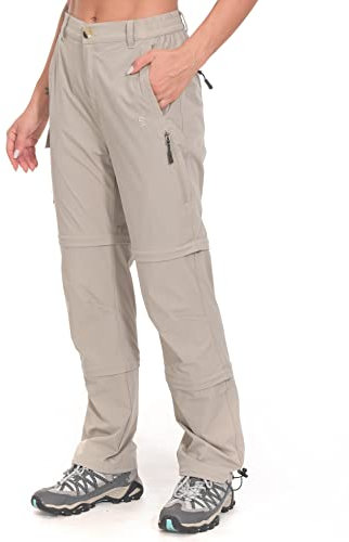 Little Donkey Andy Zip Off Wanderhose Damen Atmungsaktiv Schnell Stretch Trekkinghose Abnehmbar Outdoorhose Funktionshose Hellkhaki XXL