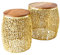 riess-ambiente.de 2er Set Filigraner Design Couchtisch Leaf Gold Akazienholz Handarbeit, Beistelltisch Wohnzimmer,