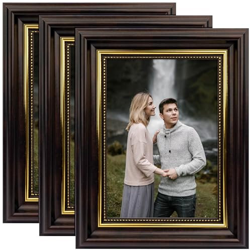 Esdallina 13x18 cm Bilderrahmen (3er-Pack, Dunkelbraun) Fotorahmen im Rustikaler-Design Klassisch einfaches Bürodesign für Zuhause