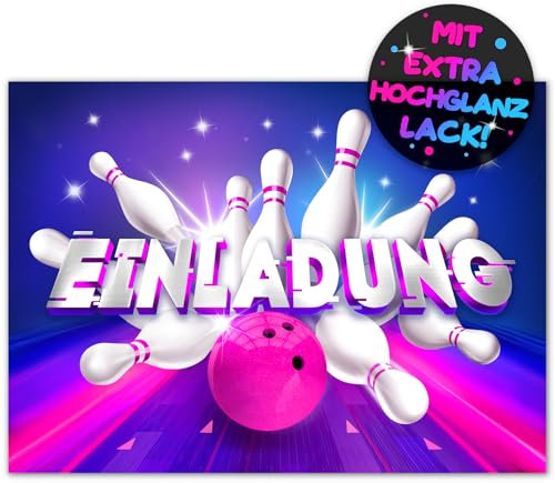 12x Bowling EINLADUNGSKARTEN KINDERGEBURTSTAG Junge Mädchen - die Bowlingbahn PARTY Karten sind die Bowling EINLADUNG für Jungen Kinder GEBURTSTAG KINDERPARTY Kegeln GEBURTSTAGSPARTY Bowlingkugel