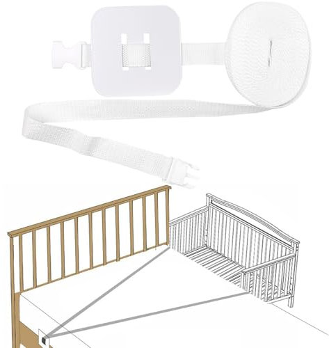 BEASAFY 8m Gurt für Babybett, Beistellbetten-Gurt, Fester Gurt für Kinderbett, Beistellbett Gurt, Seitenbettgurt, Gurt für Boxspringbetten Kann an Das Erwachsenenbett Angedockt Werden (Weiß)