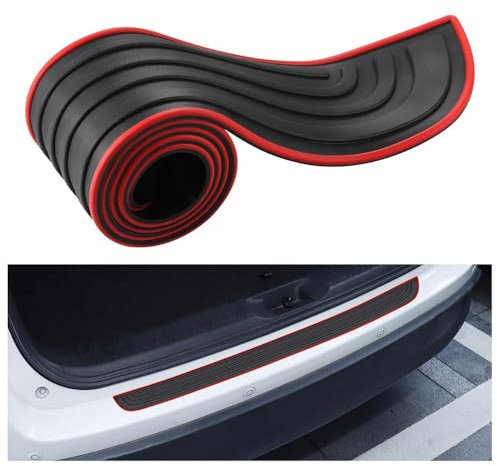 SEGSFGHD Auto-Stoßstangenschutz, für Ford Ranger 2015-2023 Stoßstangenschutz Gummi Anti-Kratz Schwellerschutz für den Kofferraum,104CM×9CM-B/BlackRed