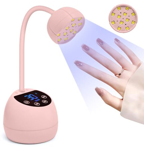 ANRUI Mini UV Lampe für Nägel: 36W Nagellampe für Gelnägel mit Smart Auto-Sensor und 4 Timer Modi - 12 LED Lampenperlen - Tragbare Kleiner Nageltrockner Geeignet für Salon und Hause - Rosa