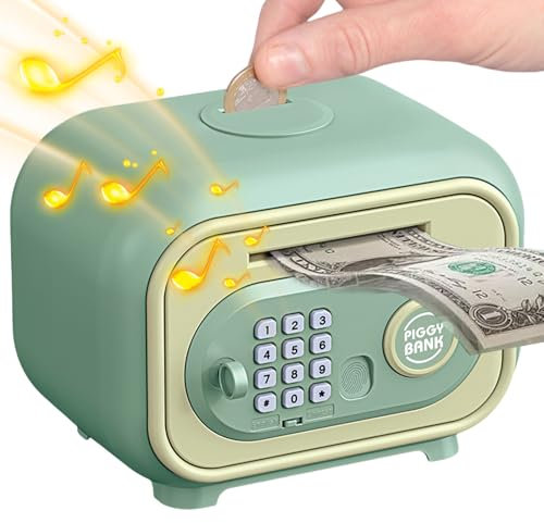 Elektronisch Spardose Kinder 3-12 Jahre, Tresor Sparschwein mit Passwort und Fingerabdruck, Automatische Sparbox Geburtstag Kindertag Geschenke für Mädchen Jungen