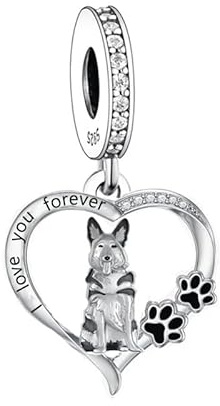 Deutscher Schäferhund Charm für Pandora Armband – 925 Sterling Silber Dangle Anhänger, Geschenk für Hundemama Haustier-Gedenkschmuck