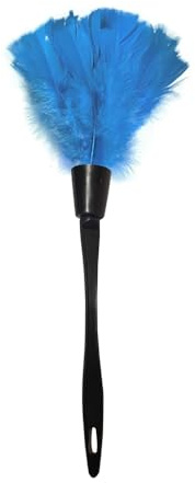 Plumeau en plumes de dinde bleu clair, outil de dépoussiérage, brosse à main en plumes douces pour nettoyer les meubles, les intérieurs de voiture, les étagères
