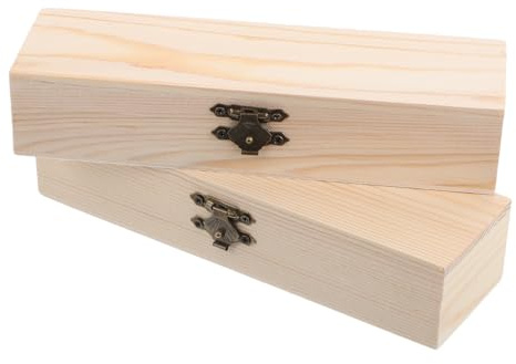 Healvian 2 Stück Holz Stiftebox mit Klappdeckel Vielseitige Bleistift Aufbewahrungsbox für Schule und Selbstgemacht Projekte Robuste Kreative Schreibwarenbox in Beige