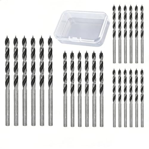 24PCS Wood Drill Bits Brad Point, wood drill bits, Cutting Edge, Professional Carbon Steel Drill Bits, Clean and Efficient Drilling (3mm4mm5mm-24pcs)