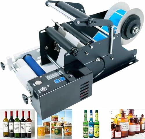 YXZYFPP Semi-Automatic Bottle Label Applicator for Round Glass & Plastic Bottles, 30pcs/min Output, Perfects for Small Businesses & Home Use - Efficient Sticker