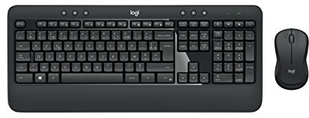 Logitech MK540 Advanced Kabellose Tastatur und Maus Combo für Windows, Belgisches AZERTY-Layout - Schwarz
