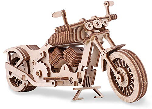 GuDoQi 3D Holz Puzzle, Motorrad Modell-bausatz mit Gummibandmotor, Mechanischer Holzbausatz zu Bauen, DIY Montage Holzpuzzle Spielzeug, Bastelset, Geschenk aus Holz fur Erwachsene Männer Jugendliche