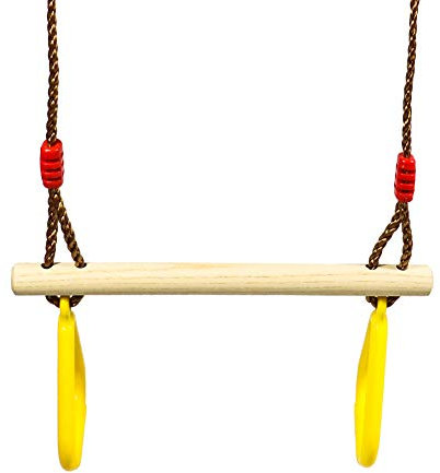 ValueHall Kinderholz Trapez mit Kunststoff Ringe Trapezstange Schaukel Trapez mit Kunststoffringen Holztrapez mit Ringen V7110B