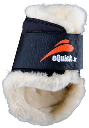 EQUICK Streichkappe eShock mit Lammfell und Klettverschluss Größe S, Farbe Schwarz