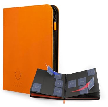 Card Guardian – Premium Sammelkarten Album mit Reißverschluss – 360 Kartenplätze – 9-Pocket TCG Binder für Sammelkarten, MTG, Yu-Gi-Oh!, One Piece & Sportkarten (Orange)