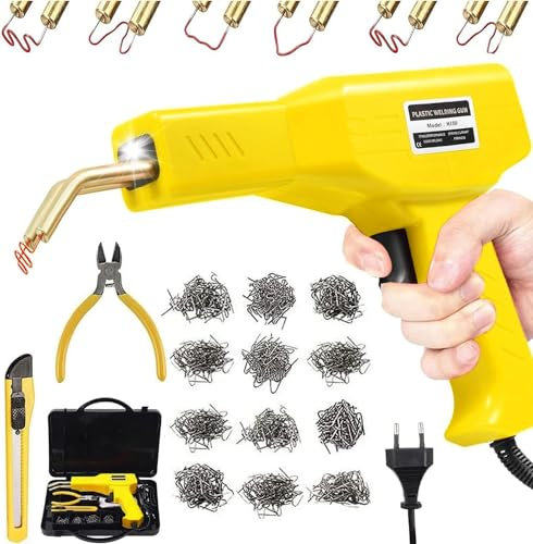 150W Soudage plastique Machine, Réparation de Pistolet de Soudeur avec 800PCS agrafeuse Chaud,Kit de Réparation Pare-chocs de Voiture,Soudure en plastique Outil de Réparation de Fissure de Carrosserie