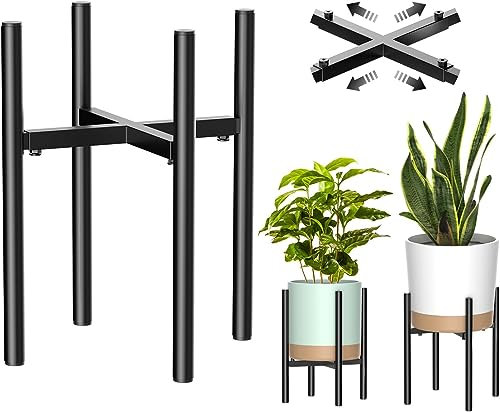 H HOMEXIN Support Plantes, Étagère Plantes en Metal dans Un Style Simple, Support Pot de Fleur Intérieur et Extérieur Largeur Réglable pour les Pots de 20-30cm(Pot Non Inclus )