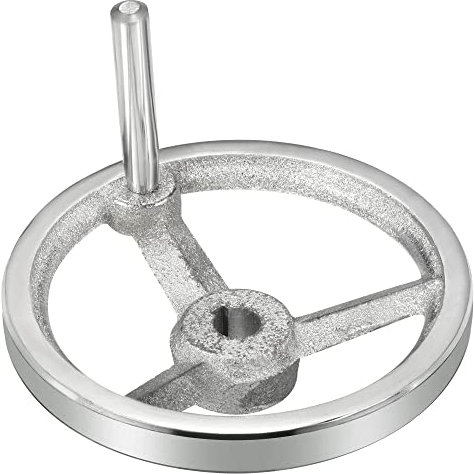 PATIKIL 120mm/4.72 12mm Handrad 1Pack Guss Eisen Verchromt für Drehbänke Silberton
