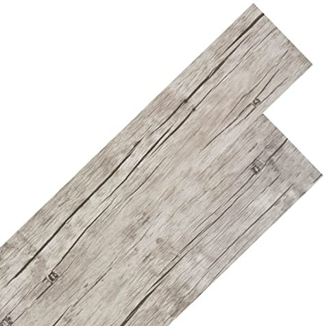 Yumeng PVC Laminat Dielen Selbstklebend, Fliesenfolie, Laminatboden, Küchenrückwand Folie, Bodenbelag Selbstklebend, Wandverkleidung, Deckenpaneele, 5,02 m² 2 mm Eiche Gewaschen