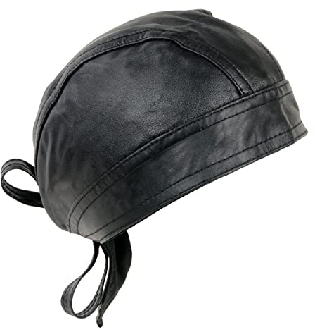 Milwaukee Leather SH319 Unisex Black Leather Skull Cap - One Size