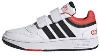 adidas Hoops Lifestyle Basketball Hook-and-Loop Shoes Schuhe, Cloud White/Core Black/Bright Red, 32 EU