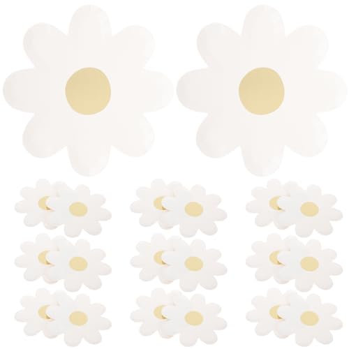 Amosfun 20 Piezas Platos De Papel con Forma De Flor De Margarita Platos De Papel Desechables Vajilla Decorativa para Baby Shower Picnic Suministros De Fiesta De Cumpleaños