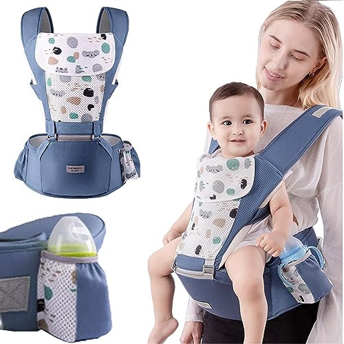 WSNDM Tragetuch Baby, 6 in1 Babytrage Neugeborene ab Geburt, Ergonomische Baby Trage, Baby-Tragetasche 6 Trage Positionen, Tragfähigkeit 20kg