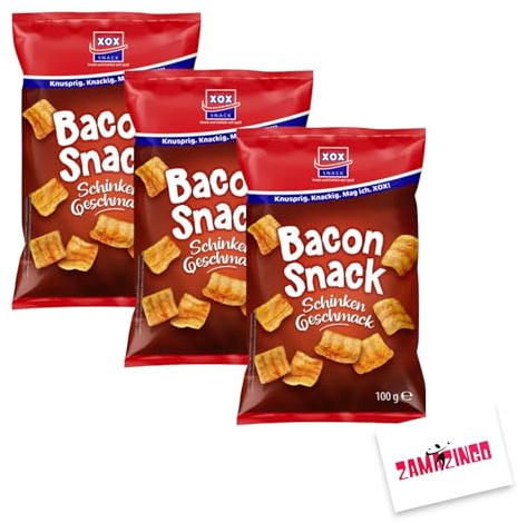 XOX Bacon Snack 100g | Knuspriger Genuss, herzhaft kräftiger Schinken Geschmack (3er Pack)