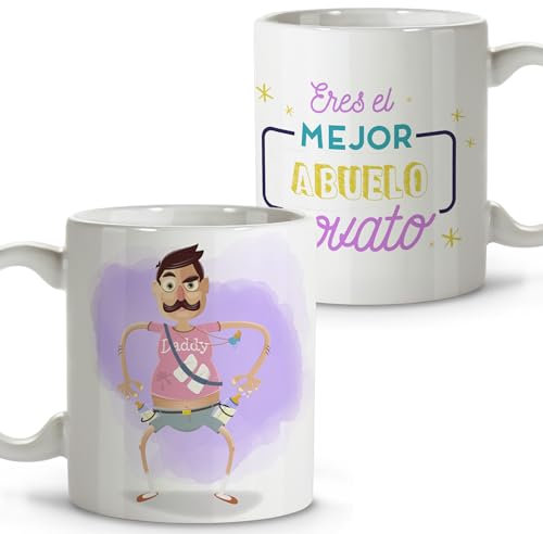 LolaPix Regalos abuelos primerizos. Tazas desayuno. Regalo abuelo. Regalos para abuelos. Taza cerámica 330 ml.