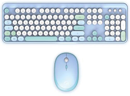 Mobility Lab - ML313887 - Combo Teclado + ratón inalámbrico Pure Color - ES AZERTY, Teclas Planas y sensibles, diseño Compacto, accesos directos, Teclado numérico, compatibilidad con Windows - Azul